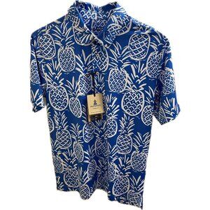 Chubbies Mens Thigh Napple Performance Polo Shirt Pineapple Print Blue Sz S New